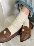 momentlover Wood Ear Lace Pleated Socks