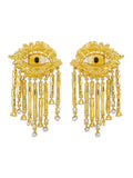 Momentlover Eye Shape Geometric Tasseled Drop Earrings Earrings Accessories