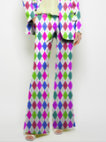 Momentlover Loose Wide Leg Pockets Printed Pants Suit Pants Trousers