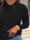 Momentlover Ribbed Mock Neck Long Sleeve Sweater