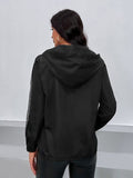 Momentlover Drawstring Half Zip Long Sleeve Hoodie