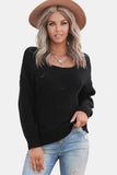 Momentlover Drop Shoulder Round Neck Sweater