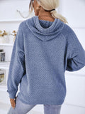Momentlover Texture Drawstring Long Sleeve Hooded Sweater