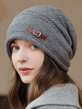 Momentlover Keep Warm Buckle Knitted Hats
