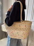 Momentlover Polka-Dot Hollow Contrast Color Handbags