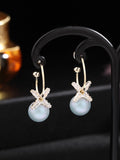 3 Colors Simple Geometry Pearl Earrings
