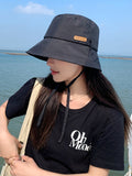 Momentlover Wide Side Lace-Up Sun-Protection Hats&Caps Fisherman Hat