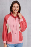 Momentlover Color Block Drawstring Mock Neck Sweatshirt