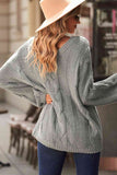 Momentlover Cable Knit V-Neck Sweater