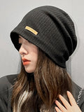 Momentlover Casual Keep Warm Applique Solid Color Hats&Caps