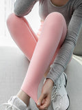 Momentlover Casual Skinny Leg Keep Warm Solid Color Leggings