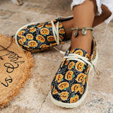 themeisles - Black Casual Patchwork Printing Round Comfortable Shoes
