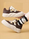 Momentlover Split-Joint Round-Toe Lace-Up Flat Shoes
