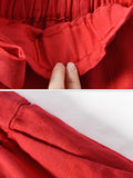 Momentlover Simple Ramie Cotton Solid Color Loose Ninth Wide-Leg Pants