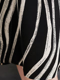Momentlover Striped Sleeveless Loose Stand Collar Midi Dresses