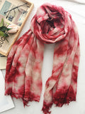 Momentlover Vintage Tie-Dyed Fringed Scarf