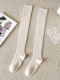 momentlover Casual Wool Solid Color Over The Knee Stockings Accessories