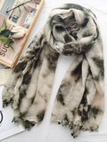 Momentlover Vintage Tie-Dyed Fringed Scarf