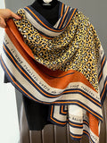 Momentlover Vintage Ramie Cotton Leopard Printed Scarf