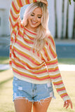 Momentlover Striped Round Neck Dropped Shoulder Pullover Sweater