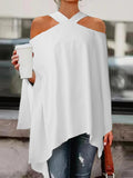 Momentlover Casual High-Low Hollow Solid Color Blouses&Shirts Tops