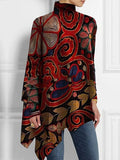 Momentlover Floral Printed Loose Long Sleeves High Neck T-Shirts