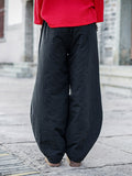 Momentlover Casual Loose Keep Warm Elasticity Solid Color Casual Pants Bottoms