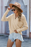 Momentlover V Neck Wrap Front Knitted Top