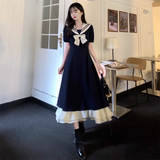 - Navy Collar Varsity Dress GEU1554