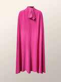 momentlover Simple Batwing Sleeves Lace-Up Solid Color High-Neck Midi Dresses