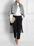 Momentlover Batwing Sleeves High-Low Split-Joint High-Neck Cape Woolen Coat