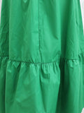 Momentlover Solid Color Pleated Elasticity Loose High Waisted V-Neck Midi Dresses