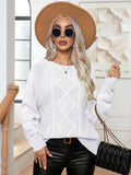 Momentlover Cable-Knit Long Sleeve Sweater