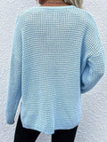 Momentlover Notched Long Sleeve Sweater