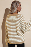 Momentlover Striped Dropped Shoulder Sweater
