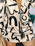 Momentlover Printed Figure Plus Size Loose Lapel Shirt Dress Mini Dresses
