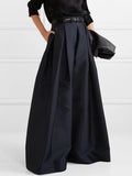 momentlover Stylish Loose High Waisted Solid Color Wide Leg Pants