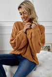Momentlover Cable Knit V-Neck Sweater