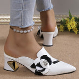 themeisles - White Casual Patchwork Pointed Out Door Wedges Shoes (Heel Height 2.75in)