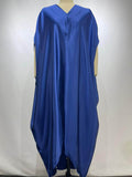 Momentlover Solid Color Short Sleeves Plus Size Deep V-Neck Maxi Dresses