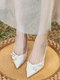 Momentlover Split-Joint Pointed-Toe Belt Buckle Sling Shoes Sandals