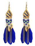National Original Feather Tassels Beads 6 Colors Earrings