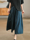 Momentlover Artistic Retro Loose Wide Legs Elasticity Jean Pants