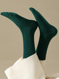 momentlover Solid Color Pleated Socks