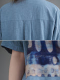 Momentlover Artistic Retro Loose Applique Printed Blouse