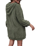 Momentlover Half Zip Dropped Shoulder Oversized Hoodie