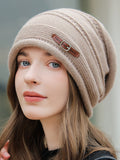 Momentlover Keep Warm Buckle Knitted Hats