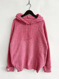 Momentlover Drawstring Long Sleeve  Hooded Sweater
