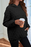 Momentlover Quilted Long Sleeve Hoodie with Pocket