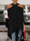 Momentlover Casual High-Low Hollow Solid Color Blouses&Shirts Tops